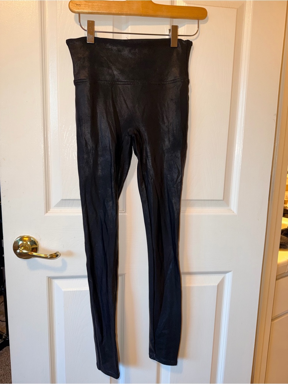 Women’s Spanx black faux leather leggings size S